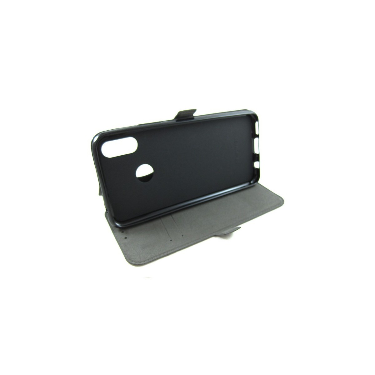 Funda Soporte Piel Negra para Huawei P Smart Plus Flip Libro