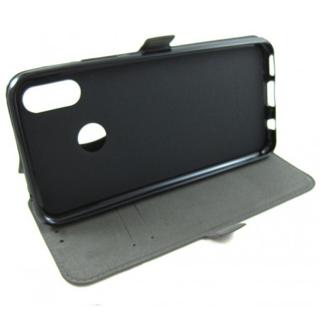 Funda Soporte Piel Negra para Huawei P Smart Plus Flip Libro