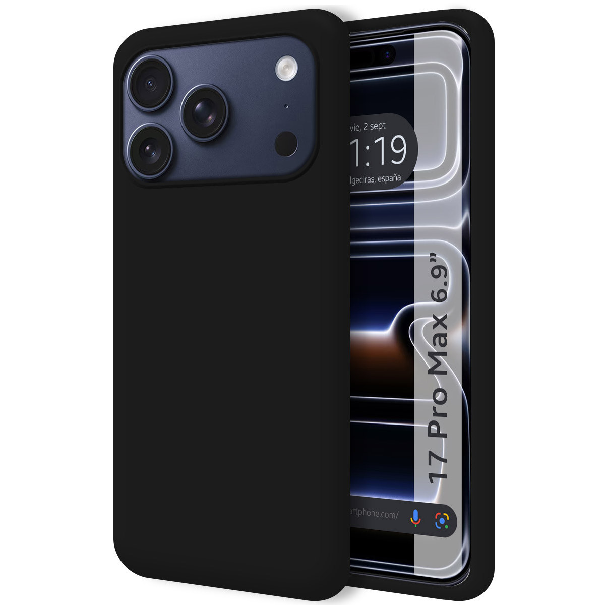 Funda Silicona Líquida Ultra Suave para Iphone 17 Pro Max (6.9) color Negra