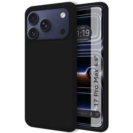 Funda Silicona Líquida Ultra Suave para Iphone 17 Pro Max (6.9) color Negra
