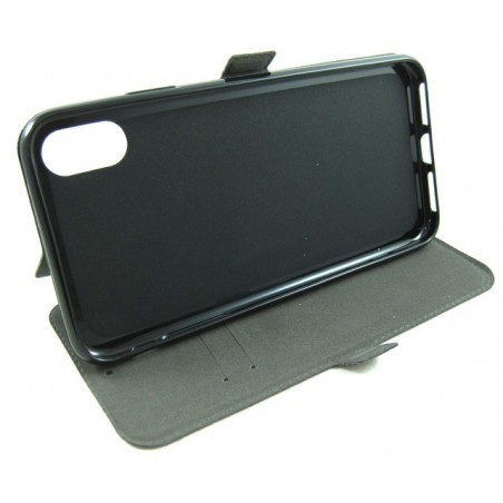 Funda Soporte Piel Negra para Iphone XR Flip Libro