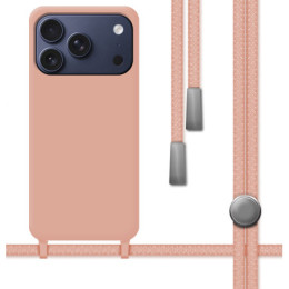 Funda Silicona Líquida con Cordón para Iphone 17 Pro Max (6.9) color Rosa