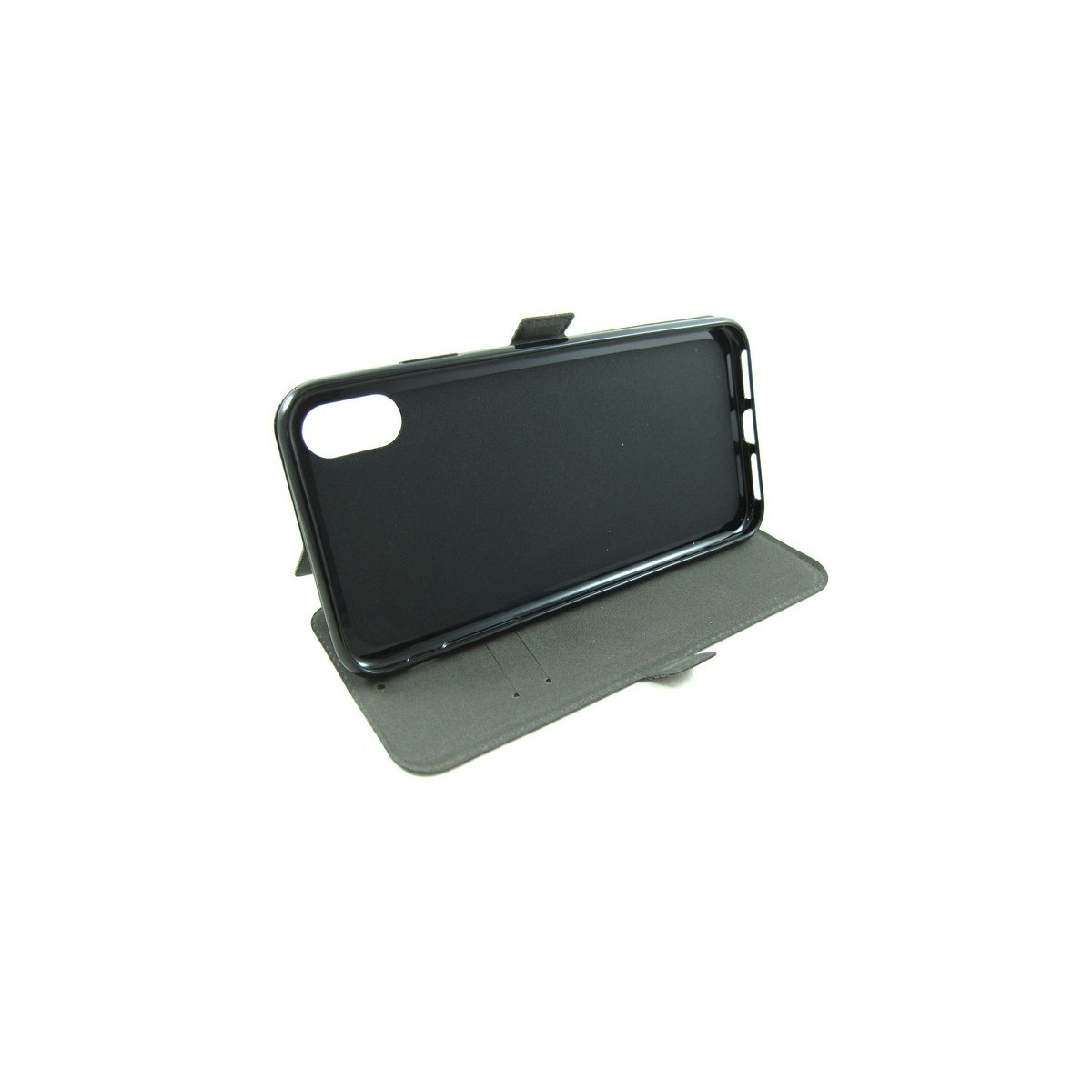 Funda Soporte Piel Negra para Iphone XS Max Flip Libro