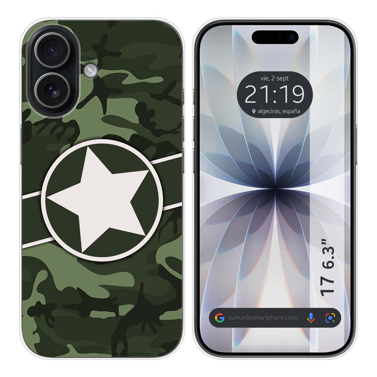 Funda Silicona para Iphone 17 (6.3) diseño Camuflaje 01 Dibujos