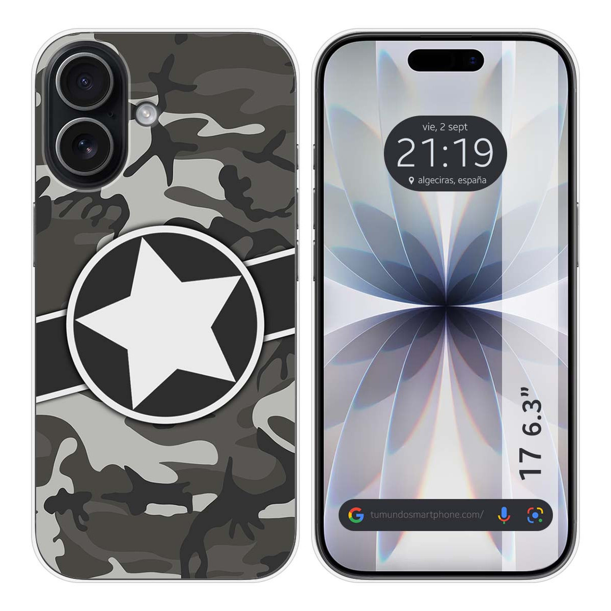 Funda Silicona para Iphone 17 (6.3) diseño Camuflaje 02 Dibujos