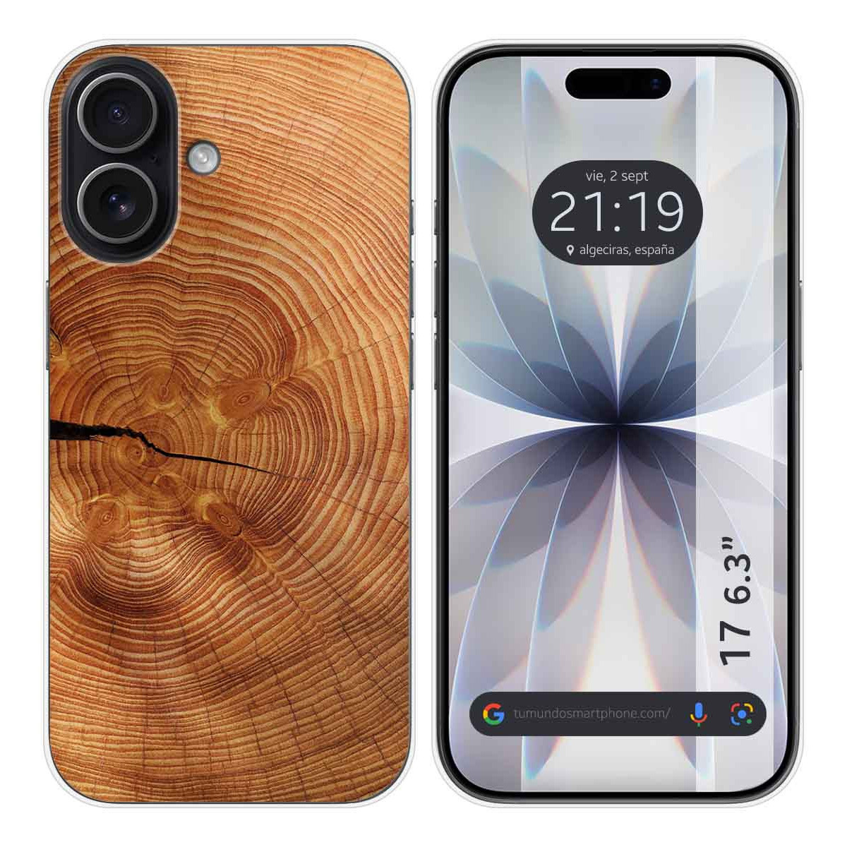 Funda Silicona para Iphone 17 (6.3) diseño Madera 04 Dibujos