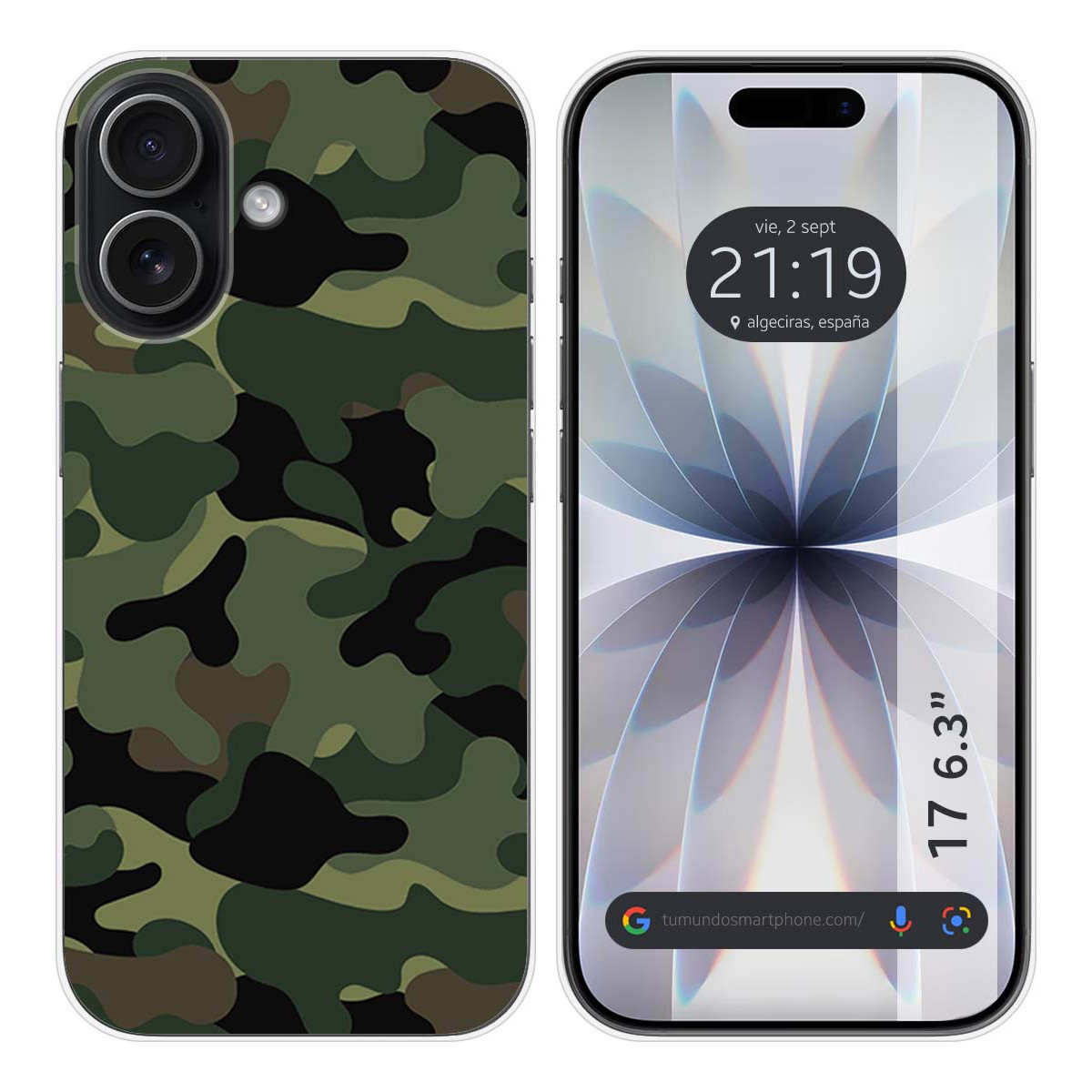 Funda Silicona para Iphone 17 (6.3) diseño Camuflaje Dibujos