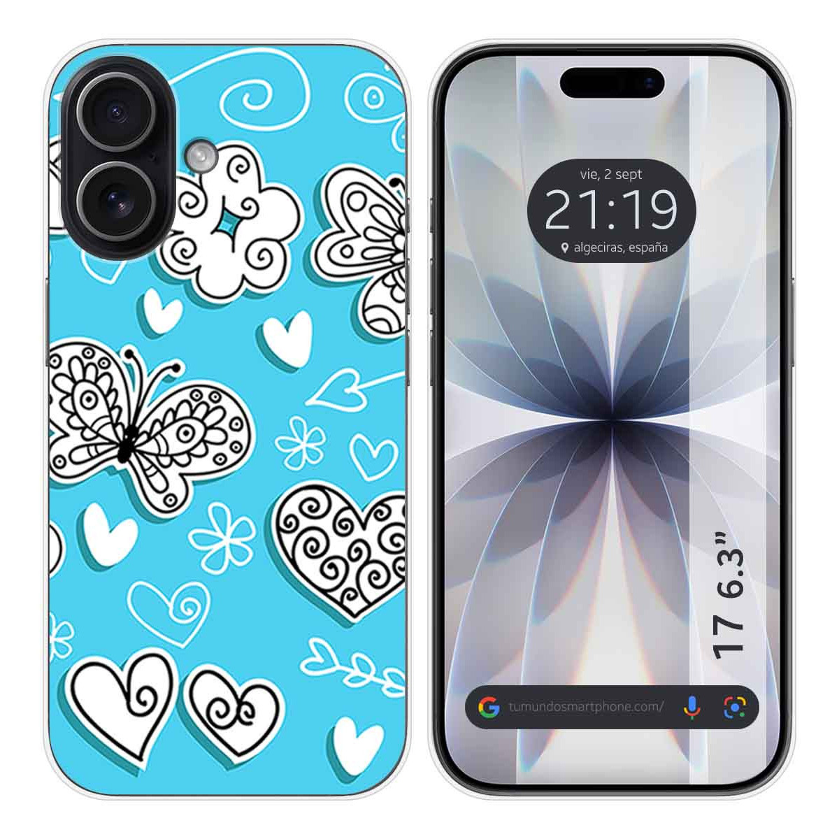 Funda Silicona para Iphone 17 (6.3) diseño Mariposas Dibujos