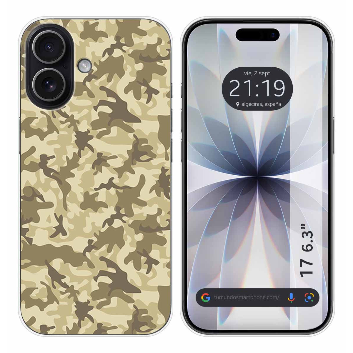 Funda Silicona para Iphone 17 (6.3) diseño Sand Camuflaje Dibujos