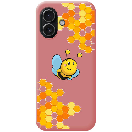Funda Silicona Líquida Rosa para Iphone 17 (6.3) diseño Abeja Dibujos