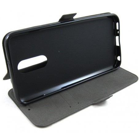 Funda Soporte Piel Negra para Lg Q7 Flip Libro