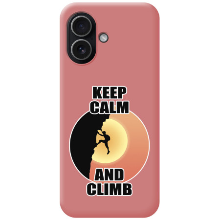 Funda Silicona Líquida Rosa para Iphone 17 (6.3) diseño Hombre Escalada Dibujos