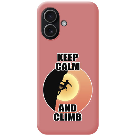 Funda Silicona Líquida Rosa para Iphone 17 (6.3) diseño Mujer Escalada Dibujos