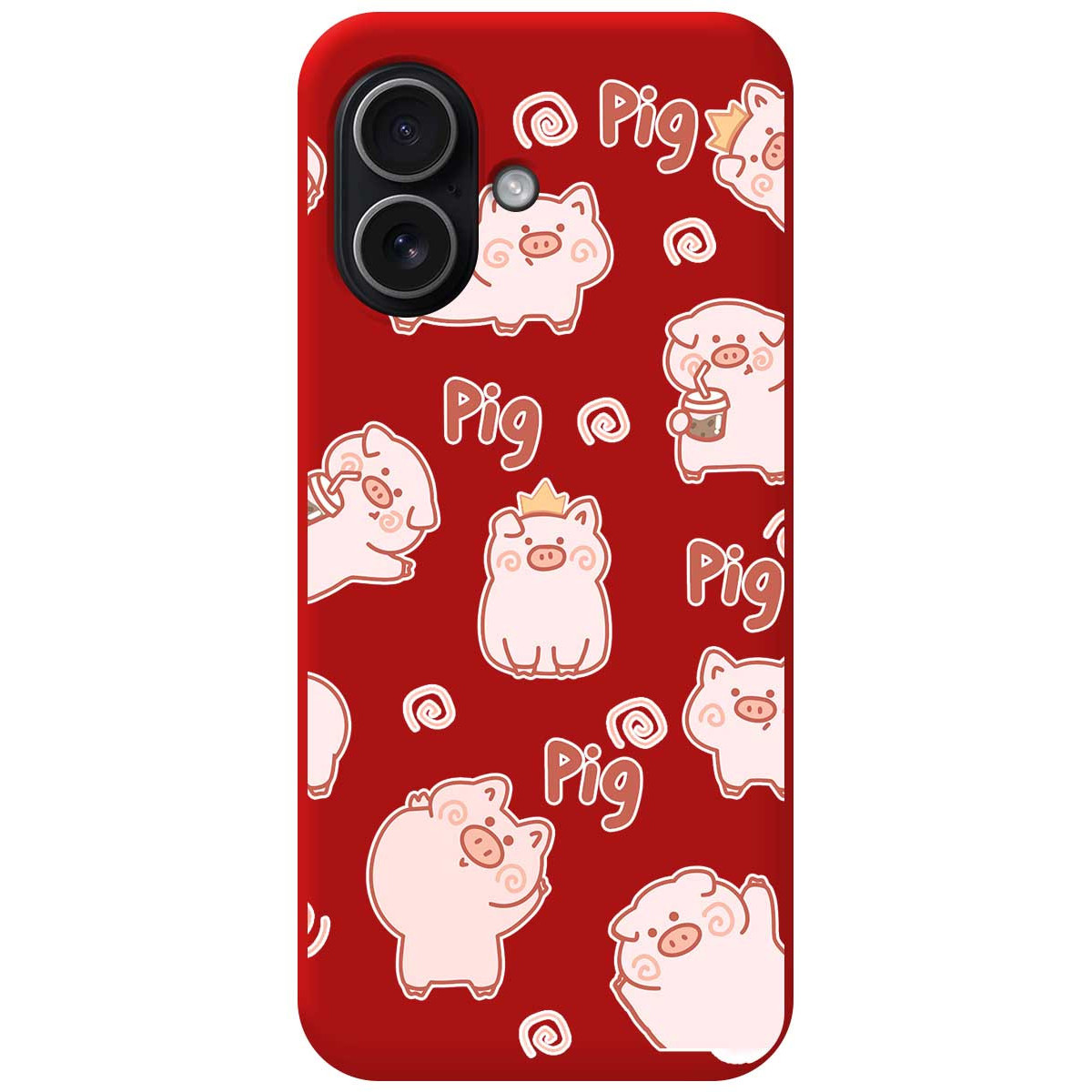 Funda Silicona Líquida Roja para Iphone 17 (6.3) diseño Cerdos Dibujos