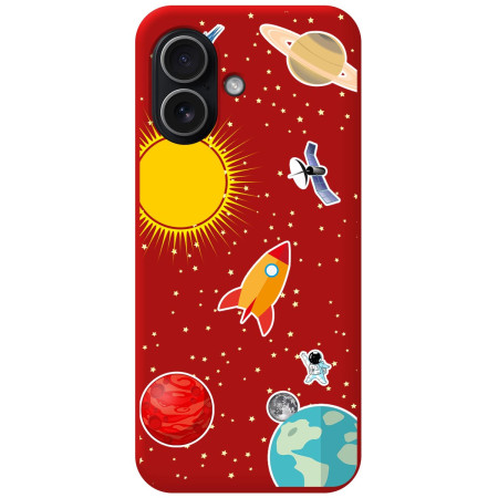Funda Silicona Líquida Roja para Iphone 17 (6.3) diseño Espacio Dibujos