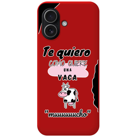 Funda Silicona Líquida Roja para Iphone 17 (6.3) diseño Vaca Dibujos