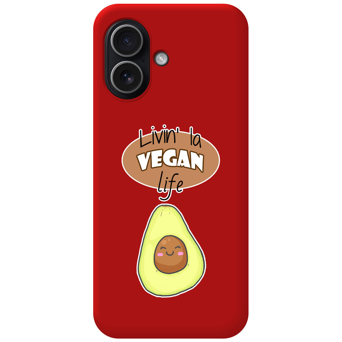 Funda Silicona Líquida Roja para Iphone 17 (6.3) diseño Vegan Life Dibujos