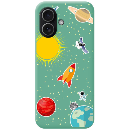 Funda Silicona Líquida Verde para Iphone 17 (6.3) diseño Espacio Dibujos