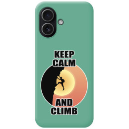 Funda Silicona Líquida Verde para Iphone 17 (6.3) diseño Hombre Escalada Dibujos