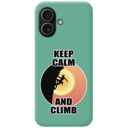 Funda Silicona Líquida Verde para Iphone 17 (6.3) diseño Mujer Escalada Dibujos