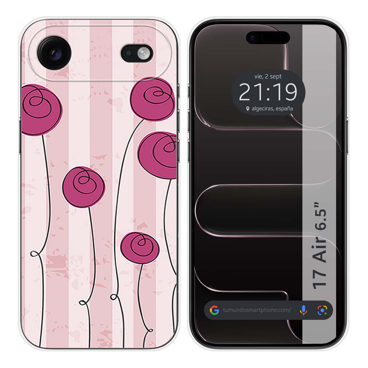 Funda Silicona para Iphone 17 Air (6.5) diseño Flores Vintage Dibujos