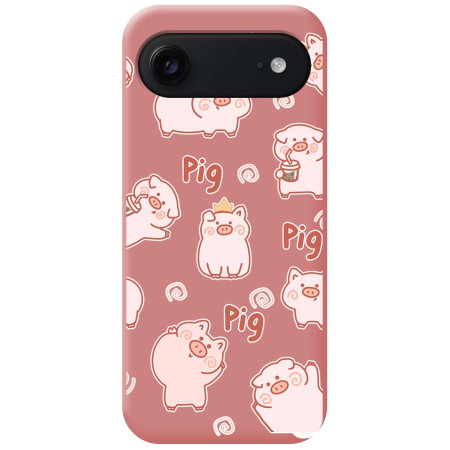 Funda Silicona Líquida Rosa para Iphone 17 Air (6.5) diseño Cerdos Dibujos