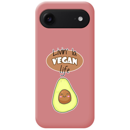 Funda Silicona Líquida Rosa para Iphone 17 Air (6.5) diseño Vegan Life Dibujos