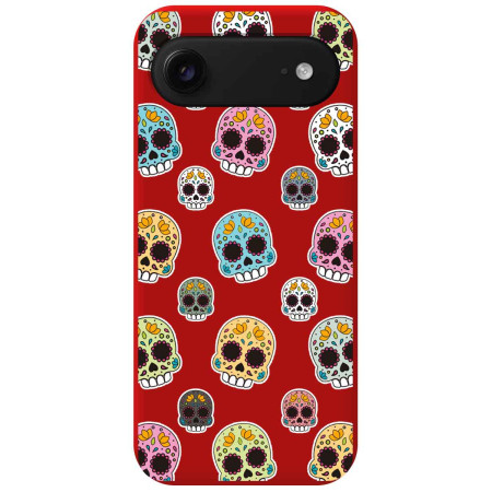 Funda Silicona Líquida Roja para Iphone 17 Air (6.5) diseño Catrina Dibujos