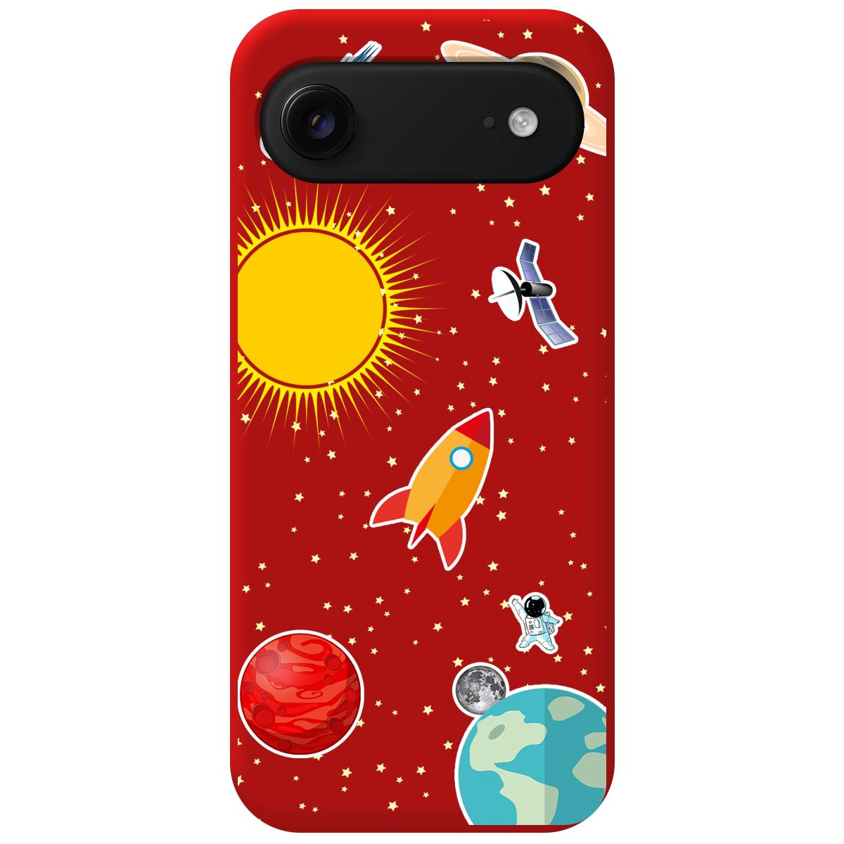 Funda Silicona Líquida Roja para Iphone 17 Air (6.5) diseño Espacio Dibujos