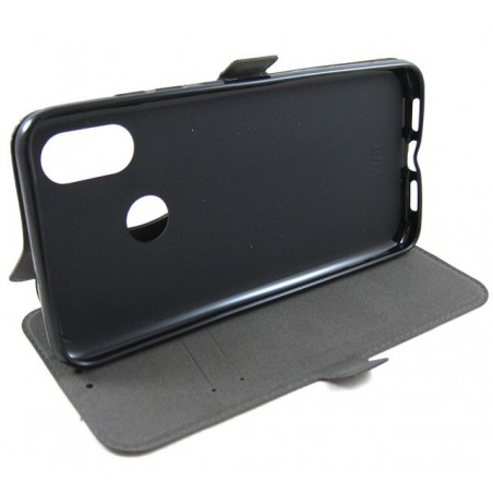 Funda Soporte Piel Negra para Xiaomi Mi Mix 2S Flip Libro