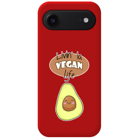 Funda Silicona Líquida Roja para Iphone 17 Air (6.5) diseño Vegan Life Dibujos