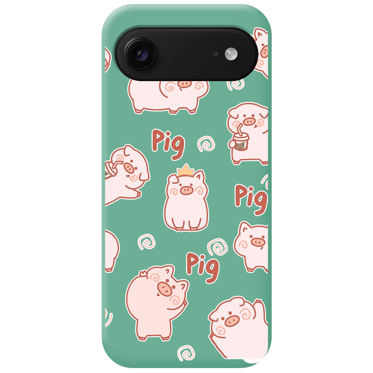 Funda Silicona Líquida Verde para Iphone 17 Air (6.5) diseño Cerdos Dibujos