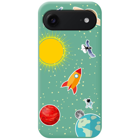Funda Silicona Líquida Verde para Iphone 17 Air (6.5) diseño Espacio Dibujos