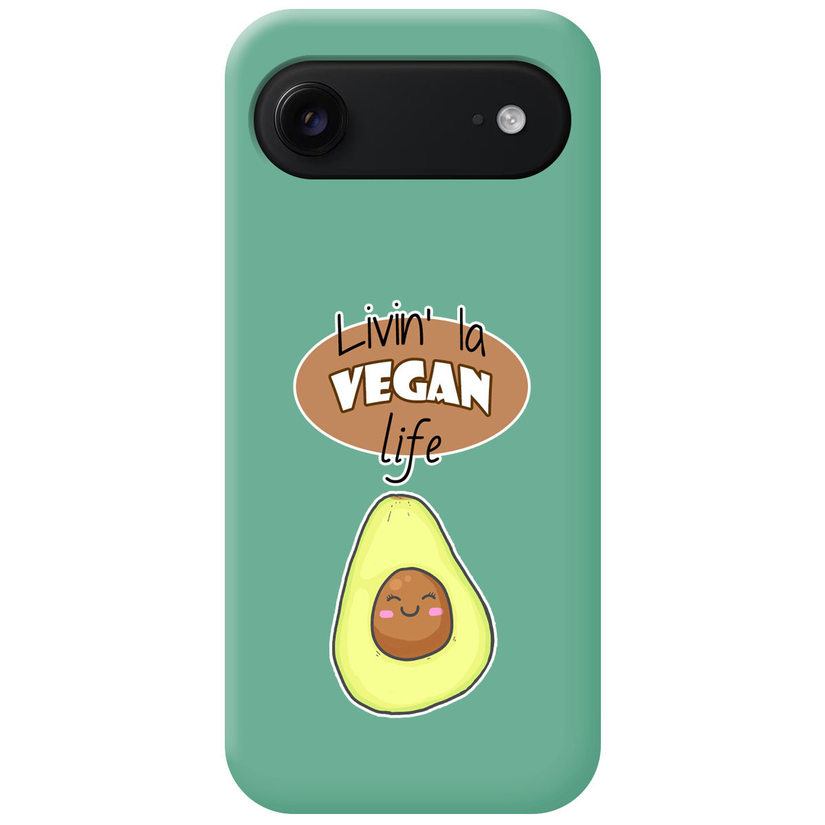 Funda Silicona Líquida Verde para Iphone 17 Air (6.5) diseño Vegan Life Dibujos