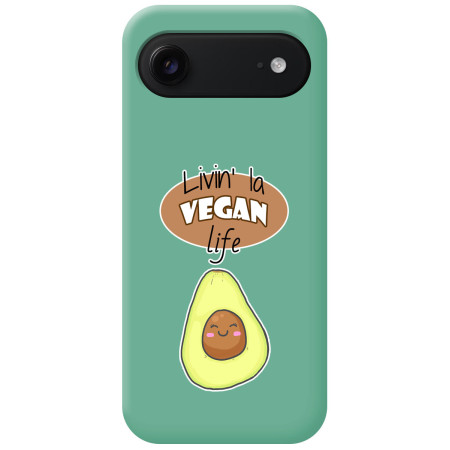Funda Silicona Líquida Verde para Iphone 17 Air (6.5) diseño Vegan Life Dibujos