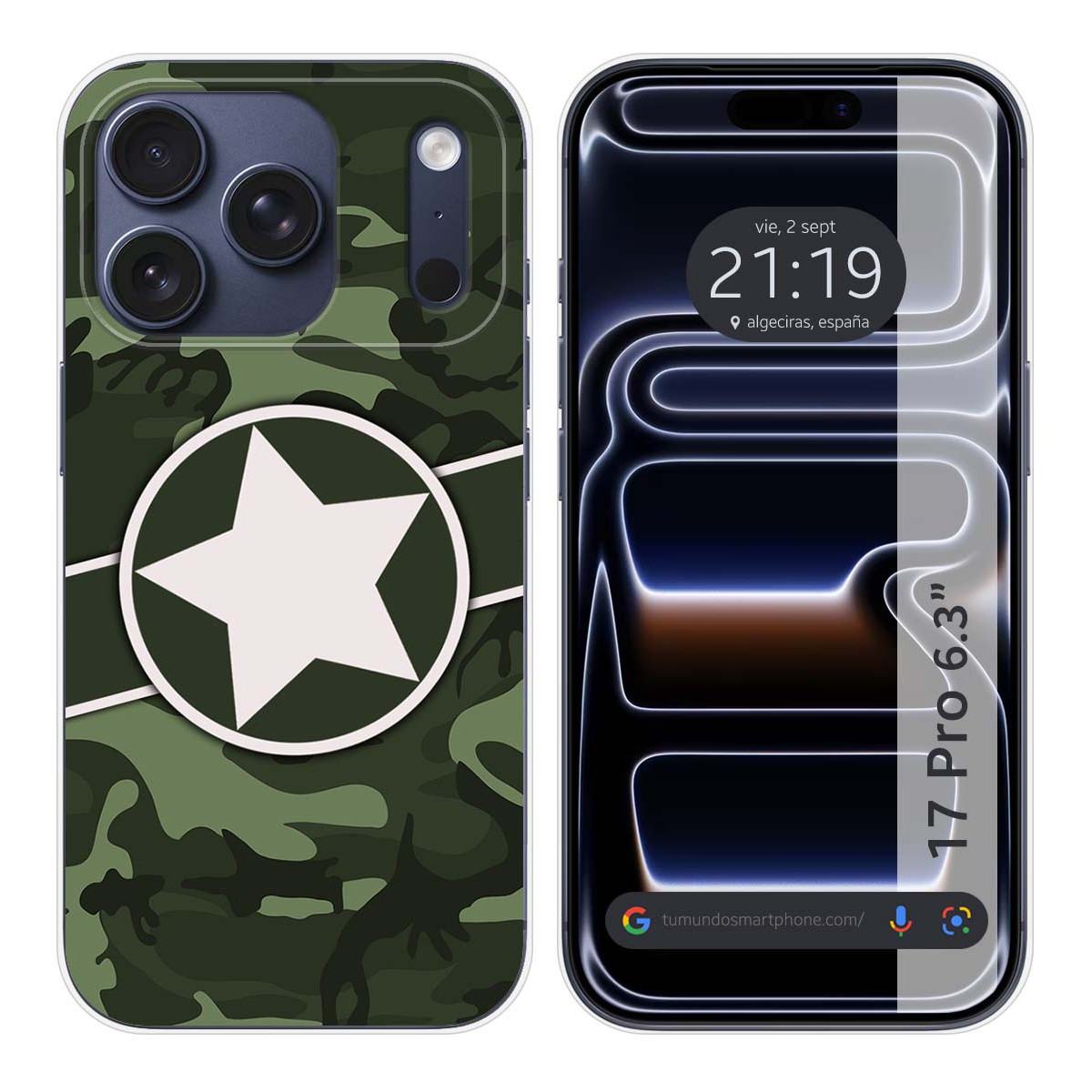 Funda Silicona para Iphone 17 Pro (6.3) diseño Camuflaje 01 Dibujos
