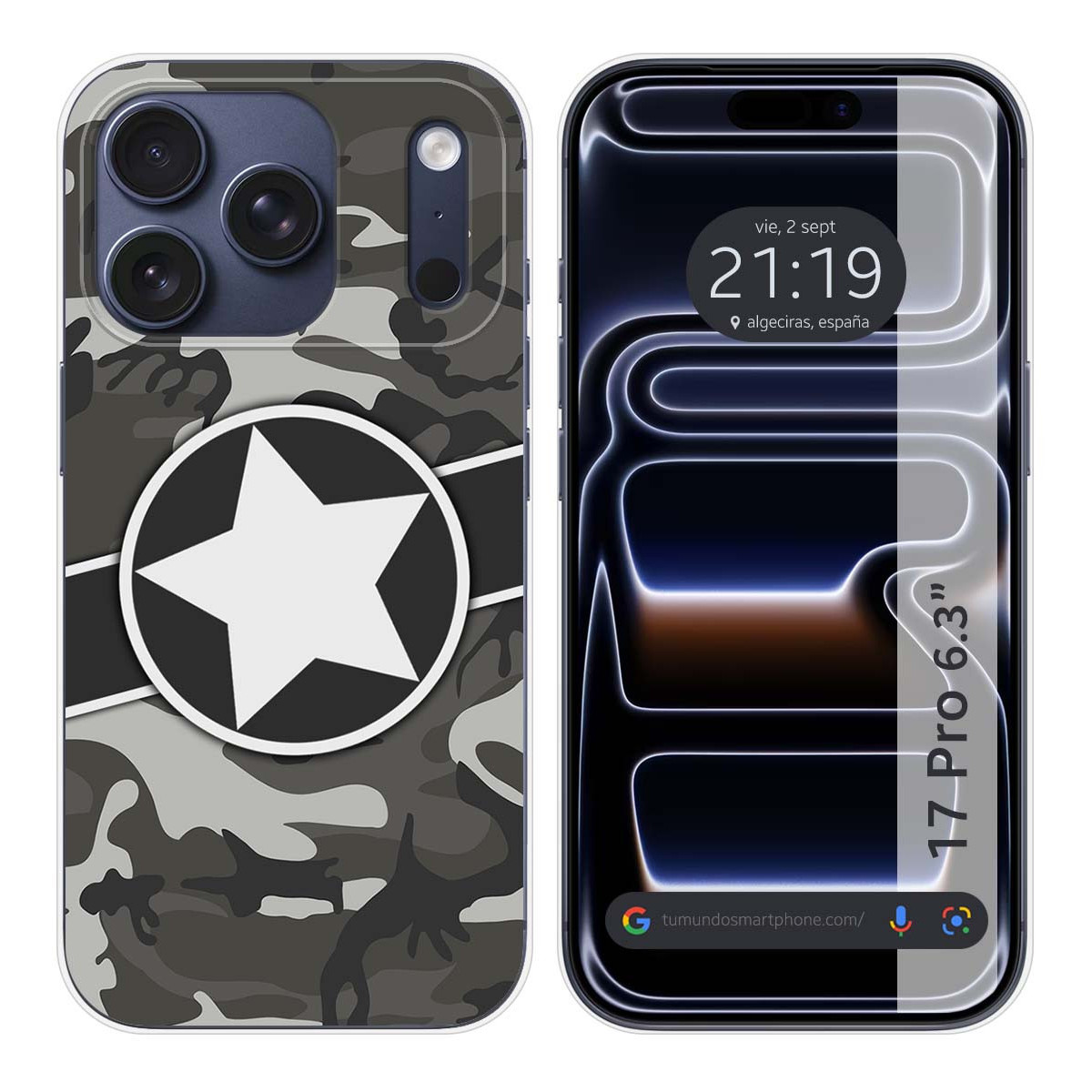 Funda Silicona para Iphone 17 Pro (6.3) diseño Camuflaje 02 Dibujos