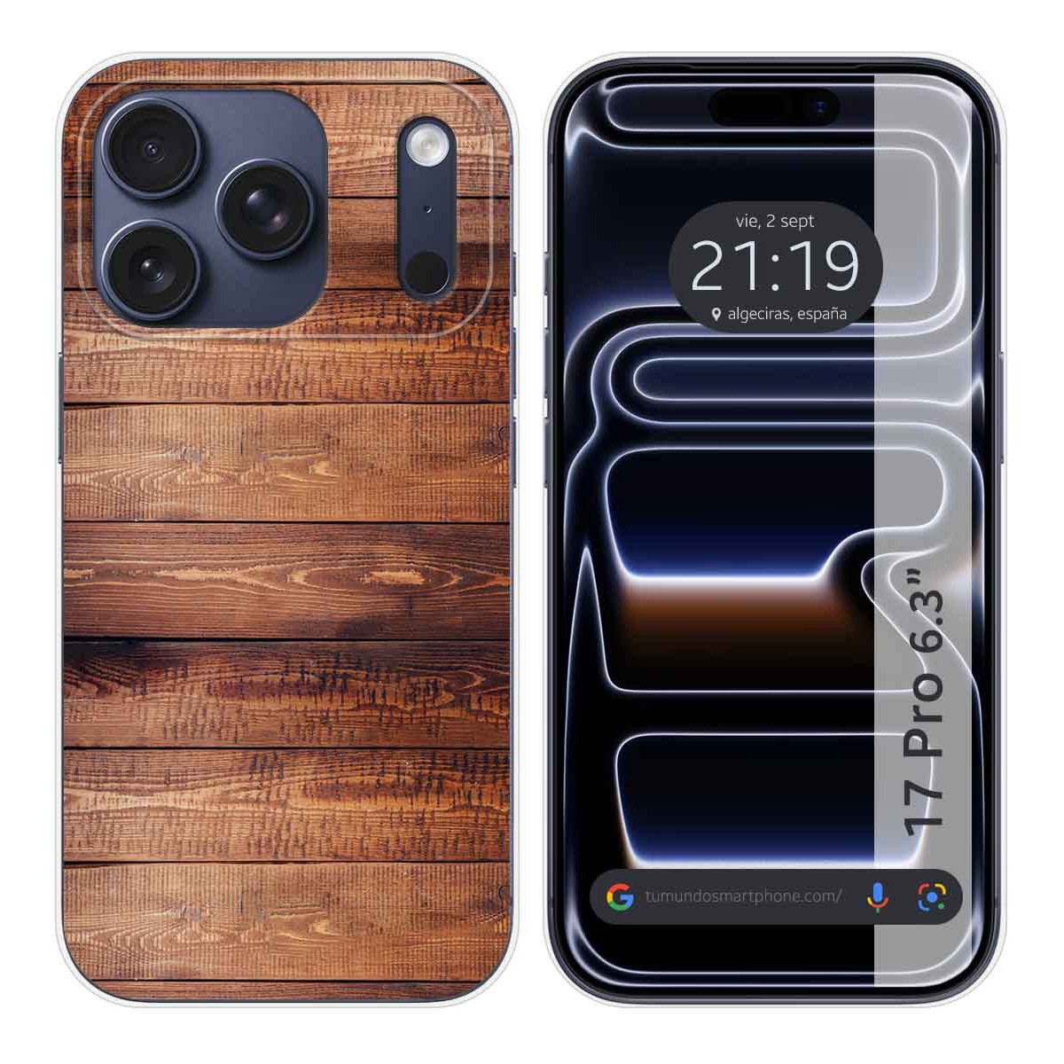 Funda Silicona para Iphone 17 Pro (6.3) diseño Madera 02 Dibujos