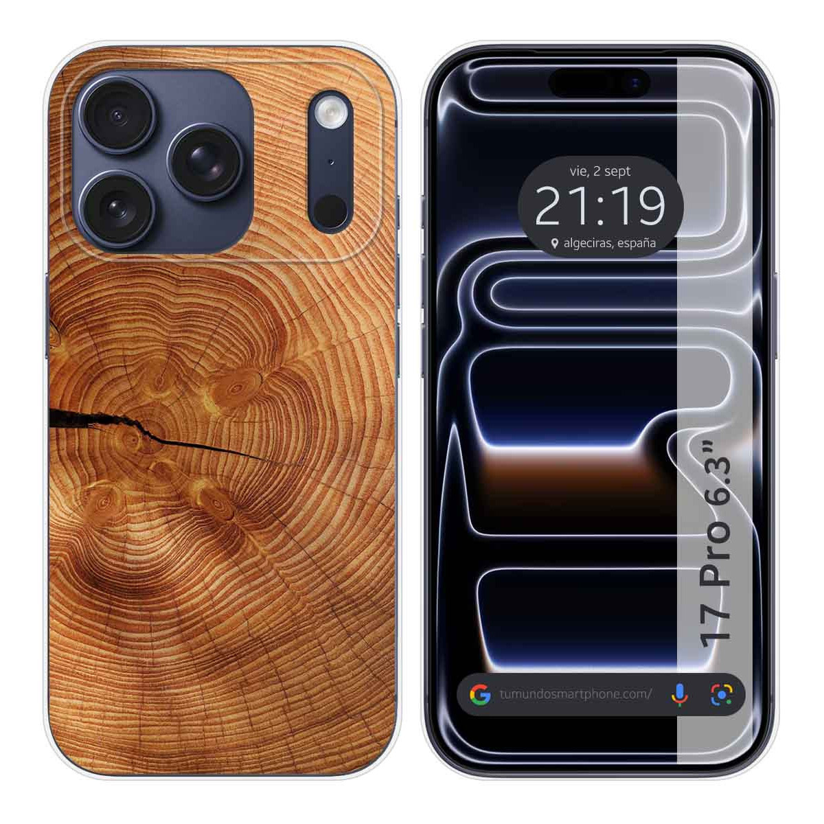 Funda Silicona para Iphone 17 Pro (6.3) diseño Madera 04 Dibujos