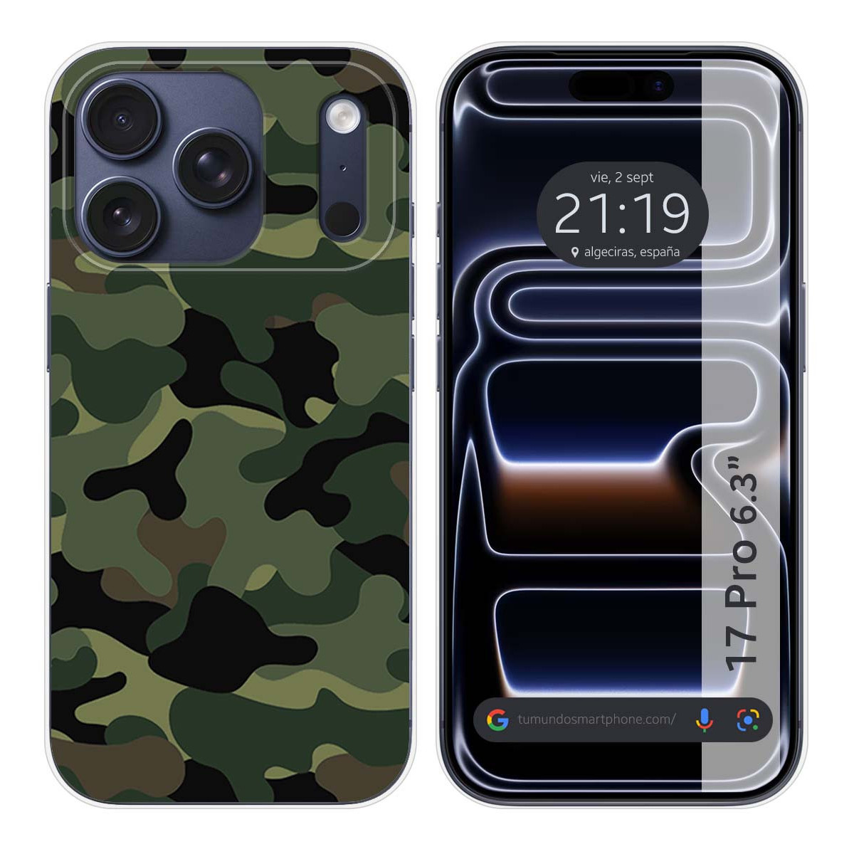 Funda Silicona para Iphone 17 Pro (6.3) diseño Camuflaje Dibujos