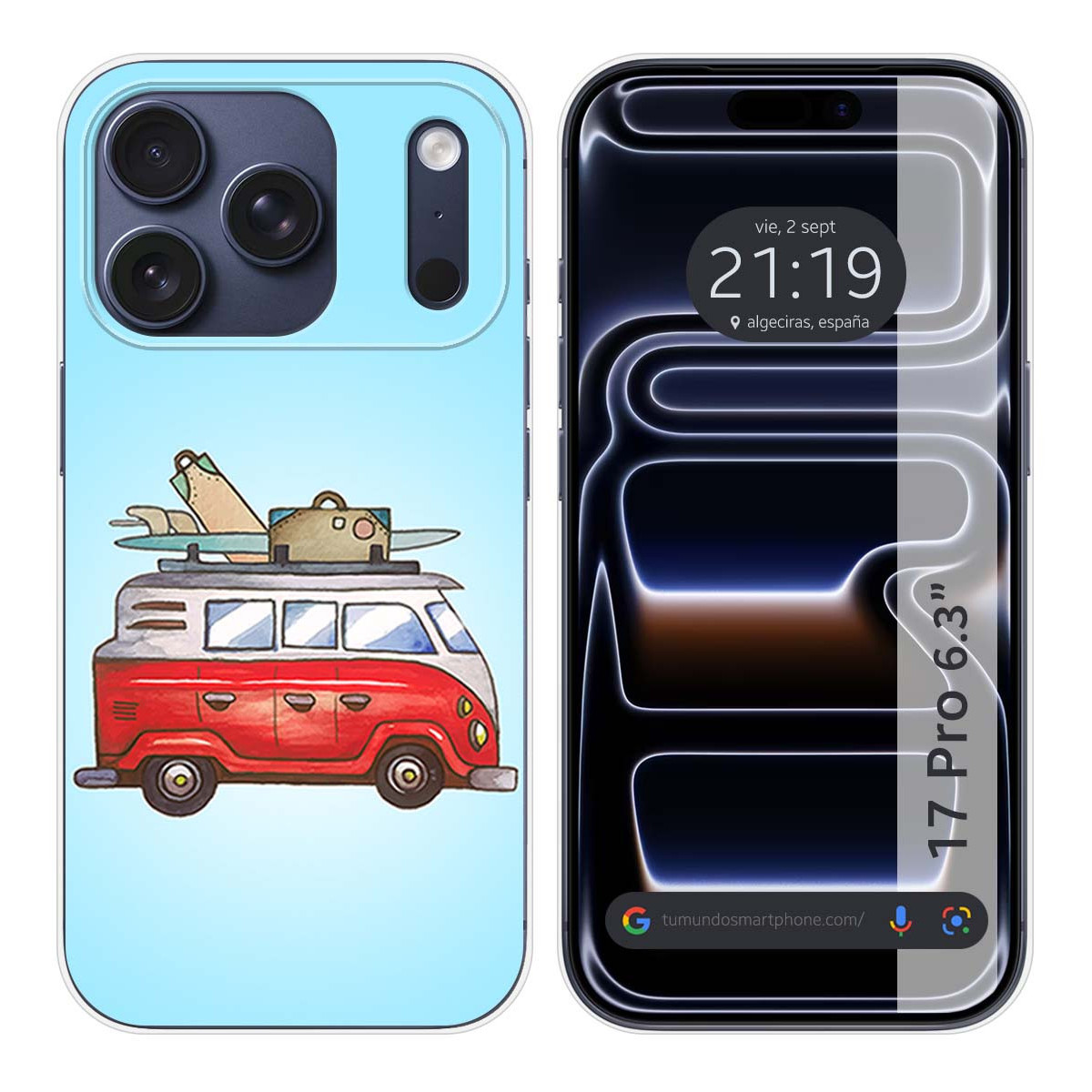 Funda Silicona para Iphone 17 Pro (6.3) diseño Furgoneta Dibujos
