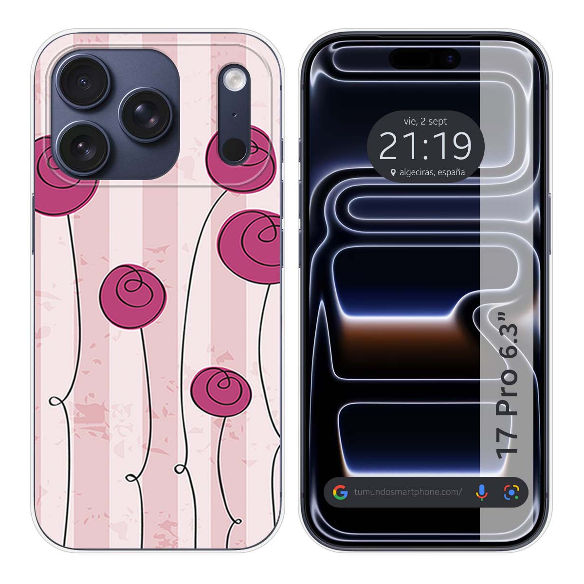 Funda Silicona para Iphone 17 Pro (6.3) diseño Flores Vintage Dibujos