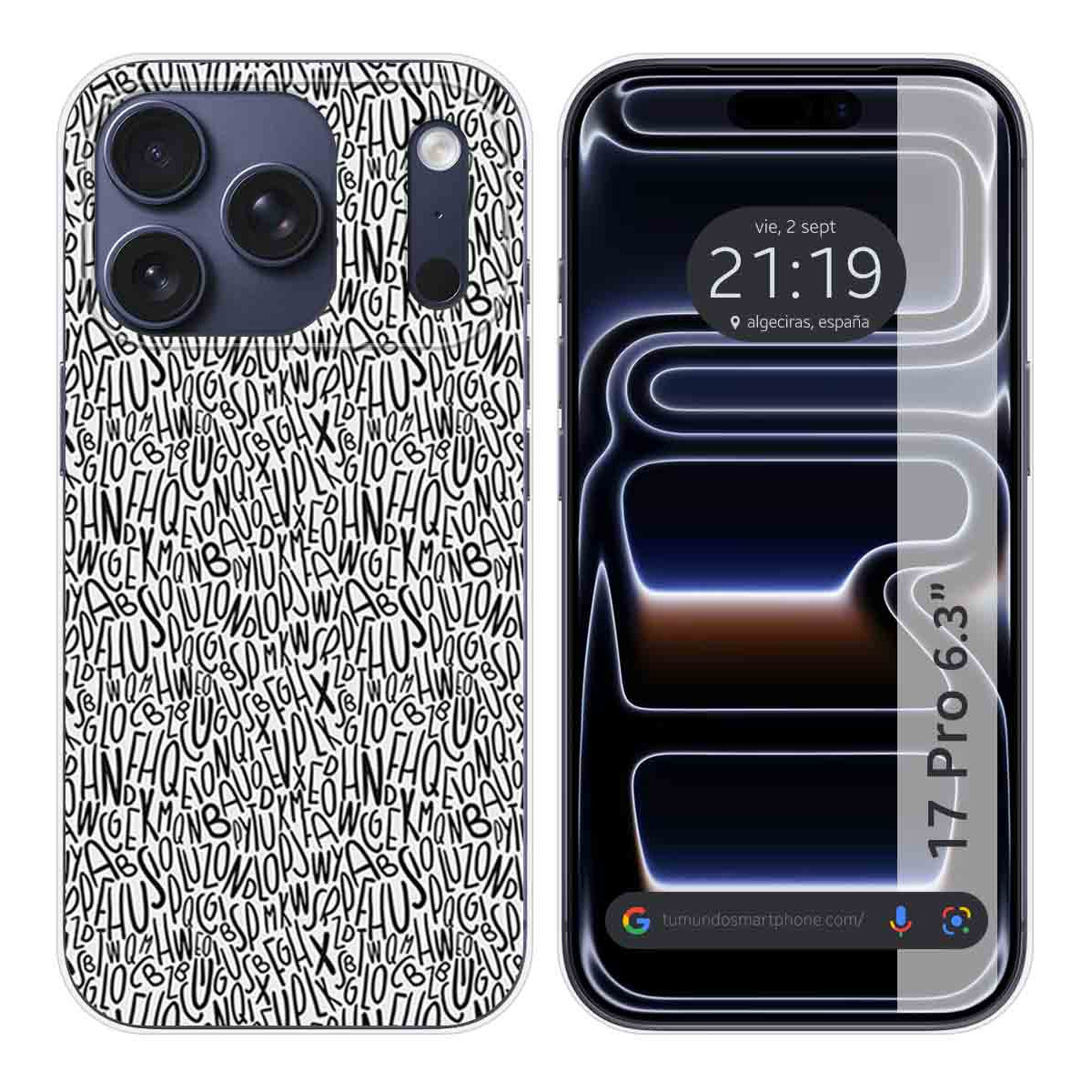 Funda Silicona para Iphone 17 Pro (6.3) diseño Letras Dibujos