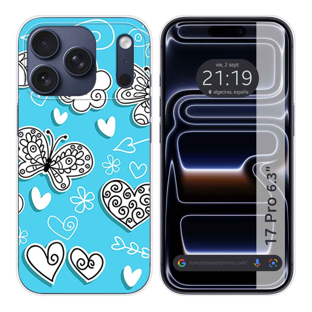 Funda Silicona para Iphone 17 Pro (6.3) diseño Mariposas Dibujos