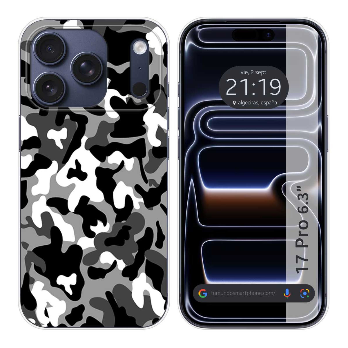 Funda Silicona para Iphone 17 Pro (6.3) diseño Snow Camuflaje Dibujos