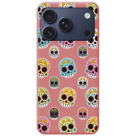 Funda Silicona Líquida Rosa para Iphone 17 Pro (6.3) diseño Catrina Dibujos