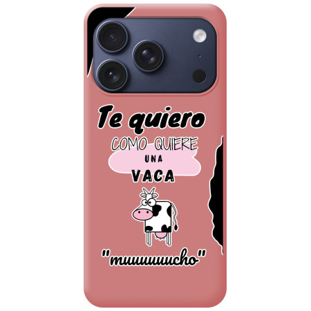 Funda Silicona Líquida Rosa para Iphone 17 Pro (6.3) diseño Vaca Dibujos