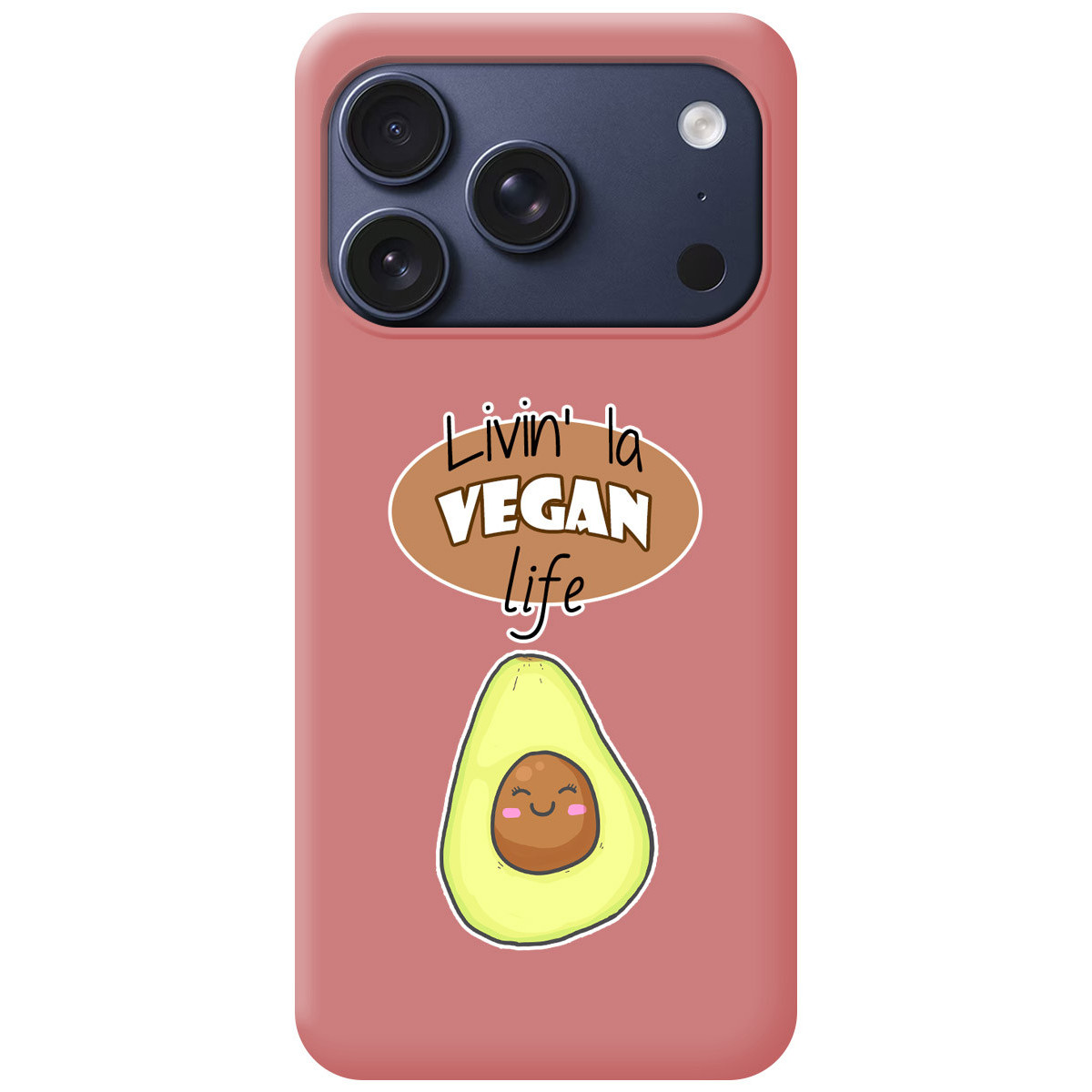 Funda Silicona Líquida Rosa para Iphone 17 Pro (6.3) diseño Vegan Life Dibujos