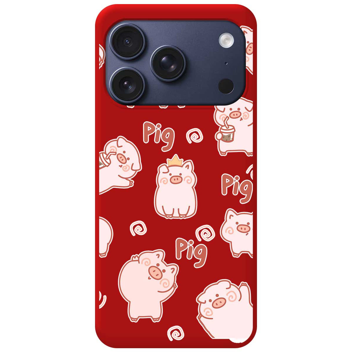 Funda Silicona Líquida Roja para Iphone 17 Pro (6.3) diseño Cerdos Dibujos