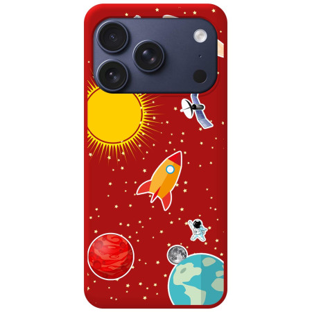 Funda Silicona Líquida Roja para Iphone 17 Pro (6.3) diseño Espacio Dibujos